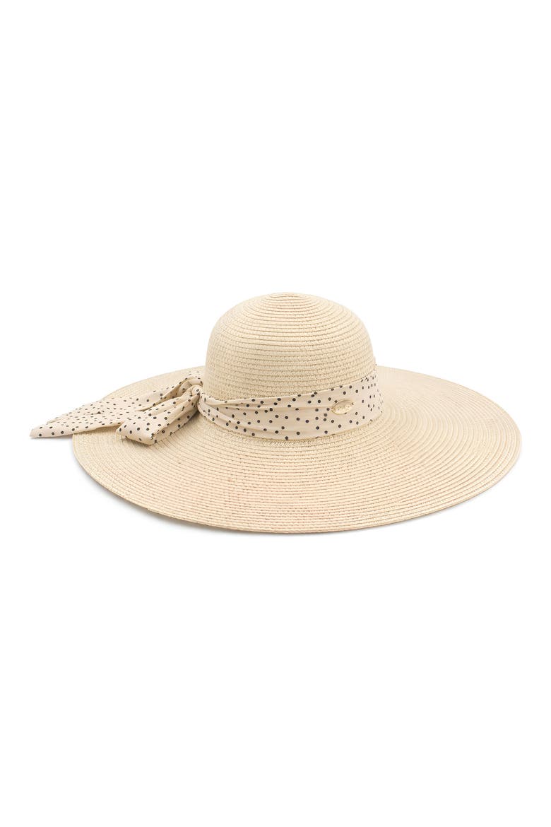 Bow Bell Straw Hat, Main, color, NATURAL/ DOT