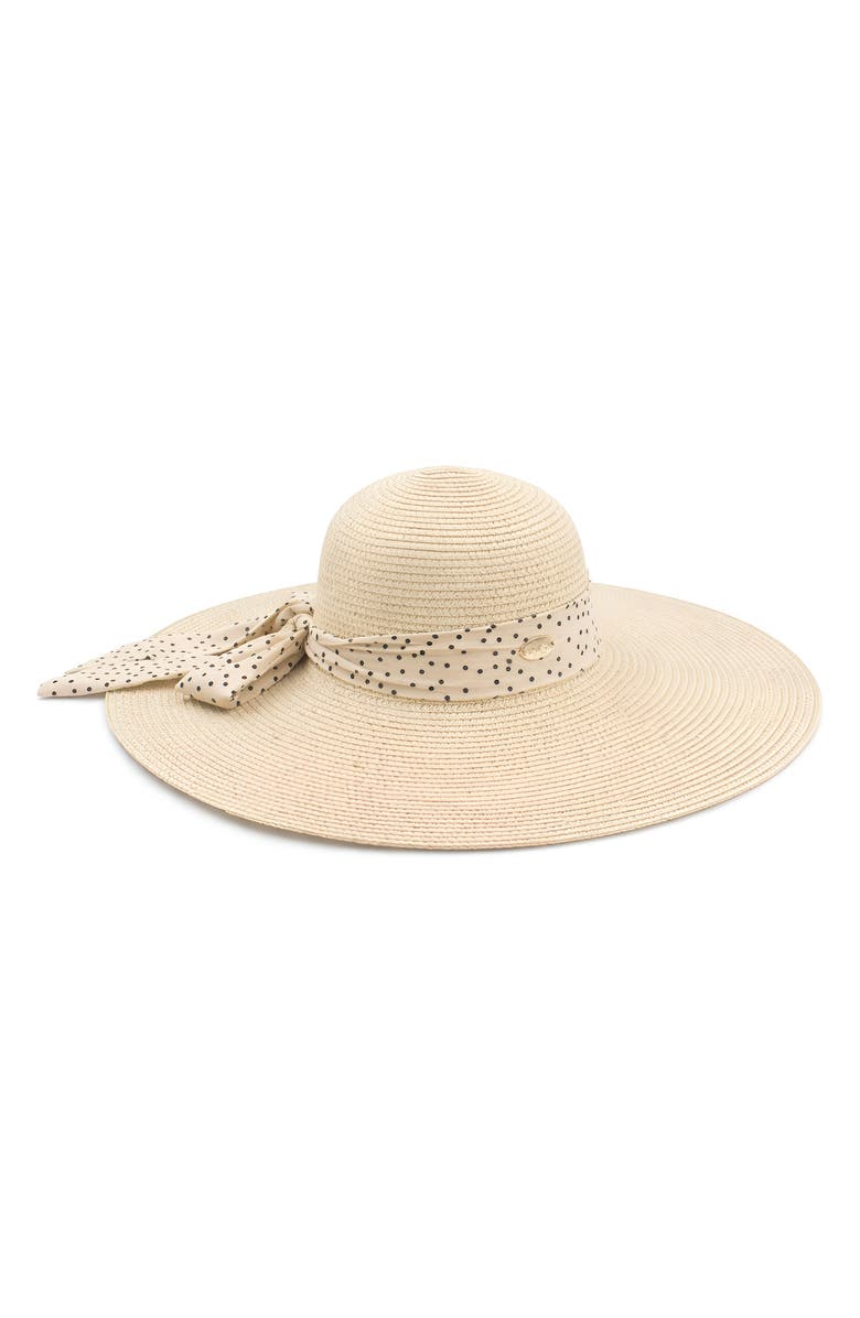 SURELL Bow Bell Straw Hat, Main, color, Natural/ Dot