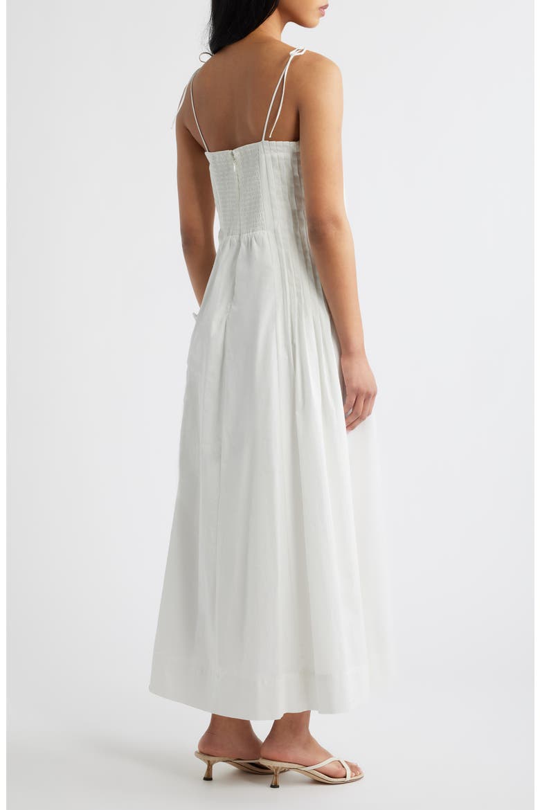 Pleat Detail Cotton Midi Dress, Alternate, color, OFF WHITE