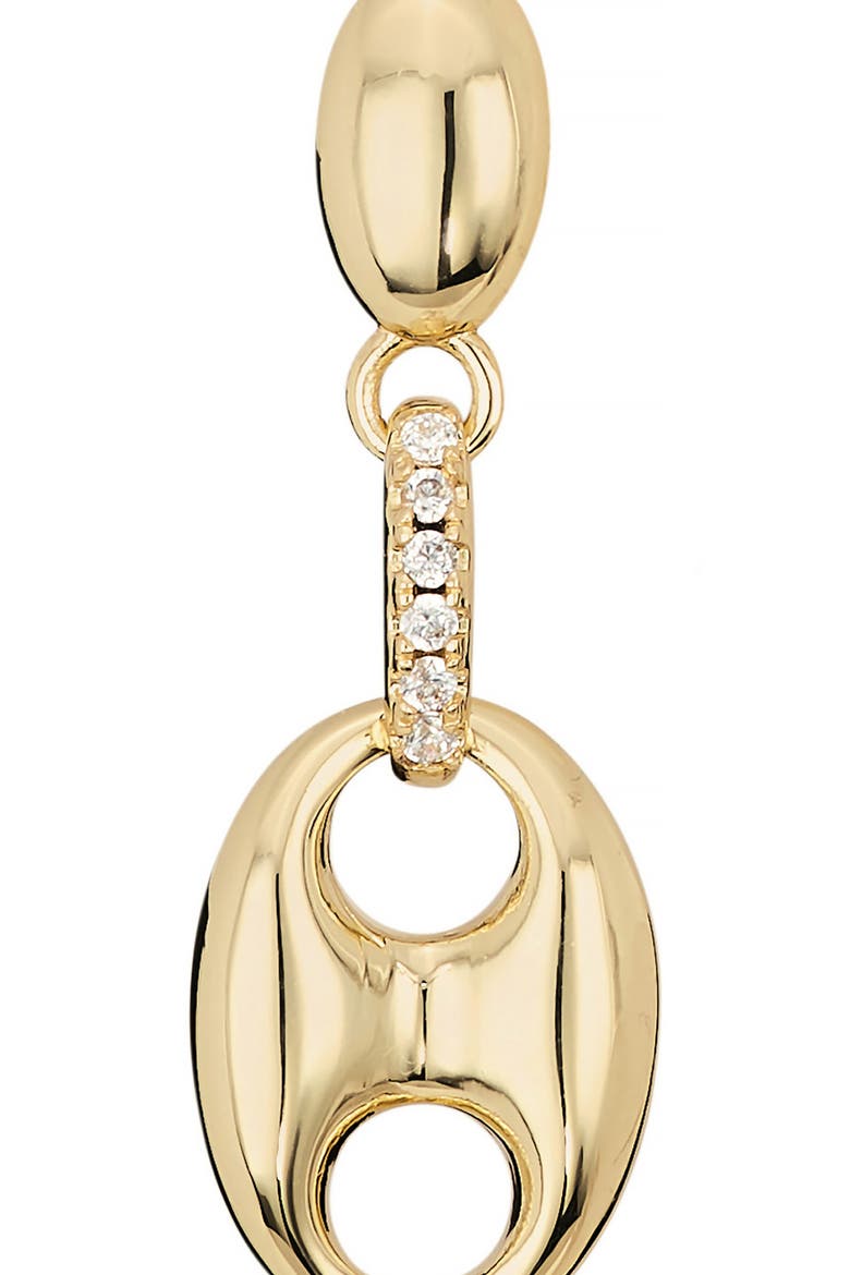 Puffy Mariner Cubic Zirconia Drop Earrings., Alternate, color, GOLD