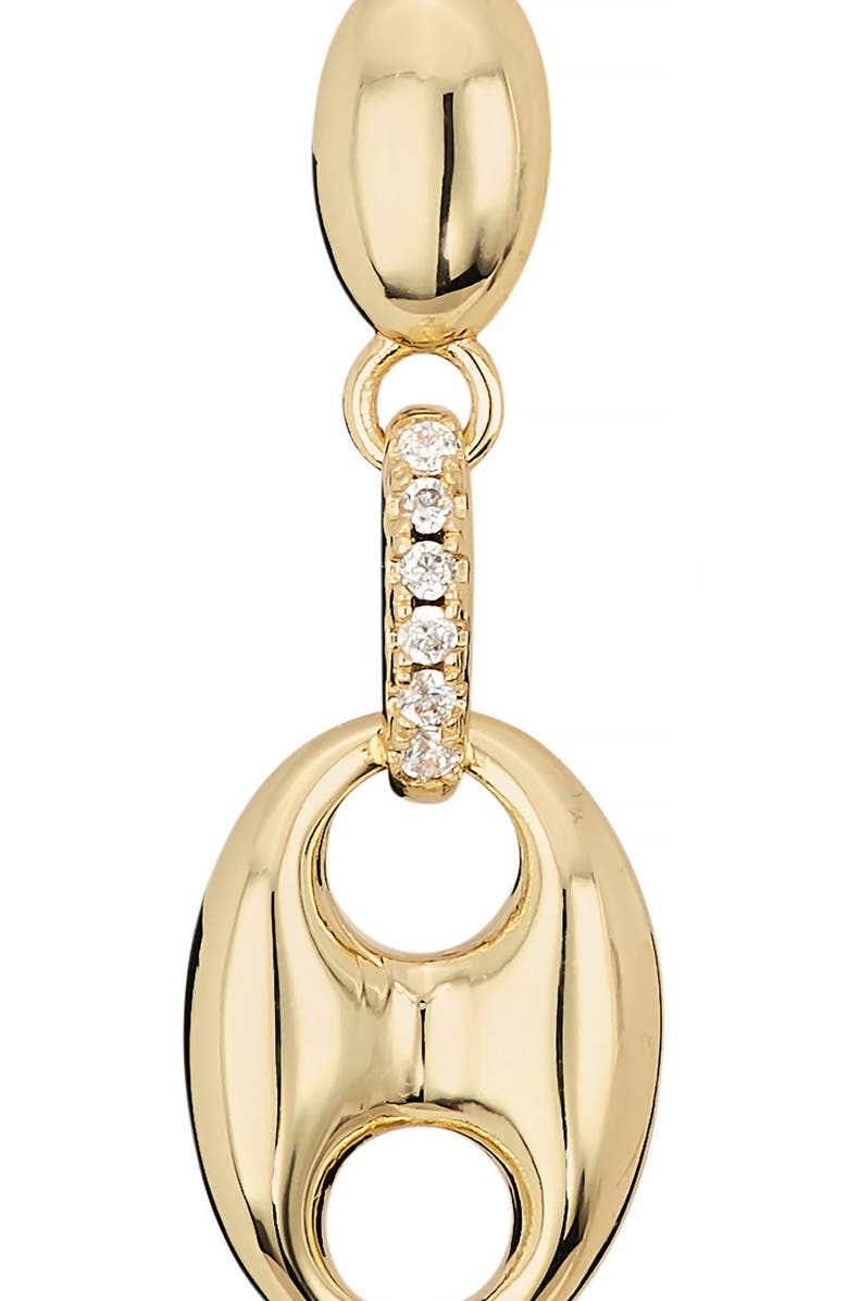 ATHRA LUXE Puffy Mariner Cubic Zirconia Drop Earrings., Alternate, color, Gold