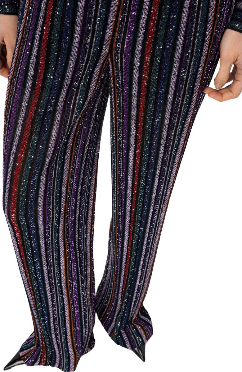 Missoni Long Pants In Herringbone Stripe Knit, Alternate, color, Multicoloured Black