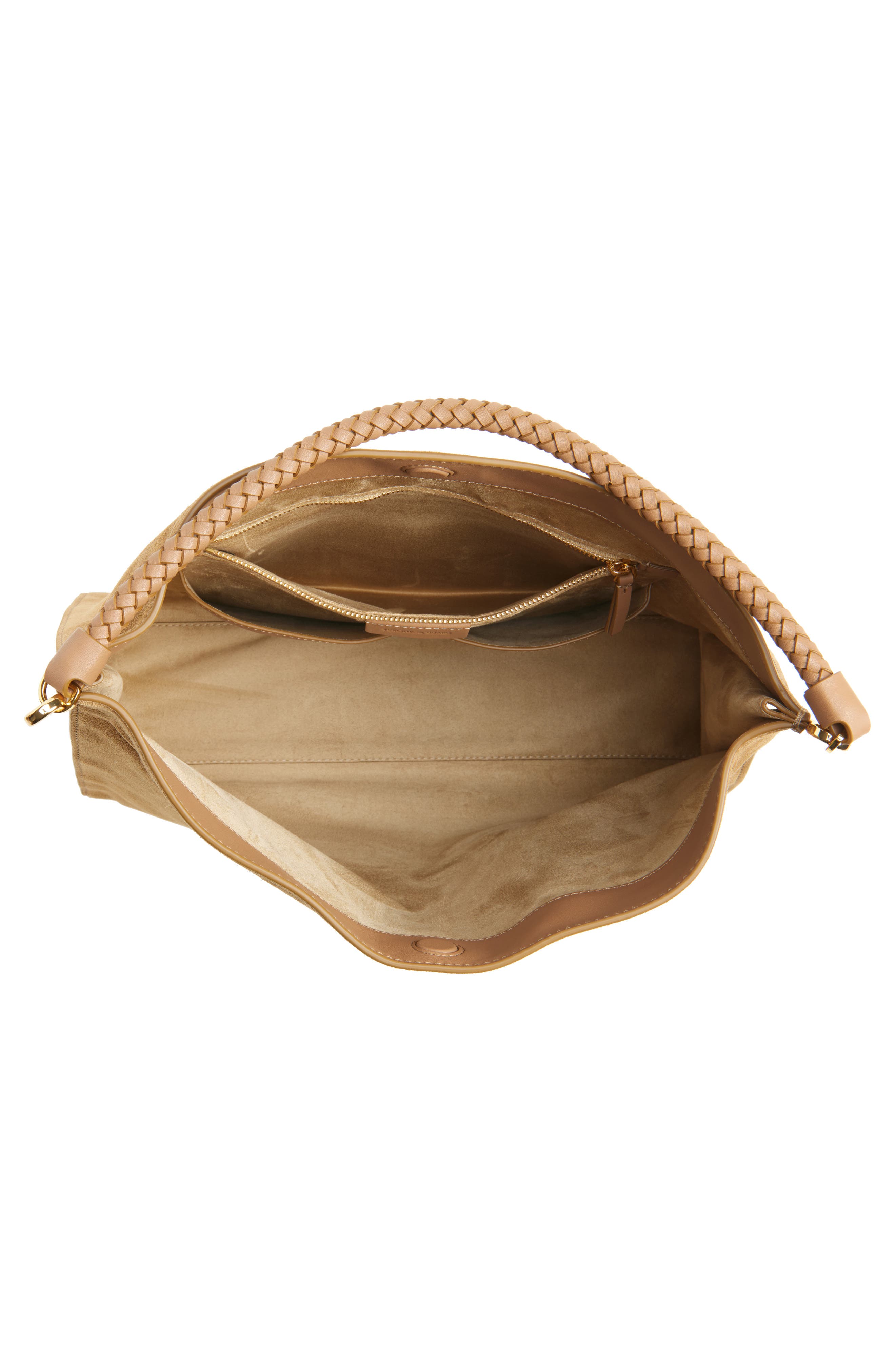 Veronica Beard Beard Vida Suede Shoulder Bag, Alternate, color, Acorn