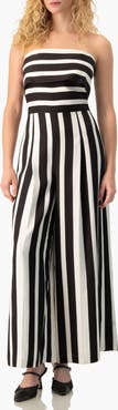 IVONNE High-Contrast Stripe Strapless Formal Maxi Gown