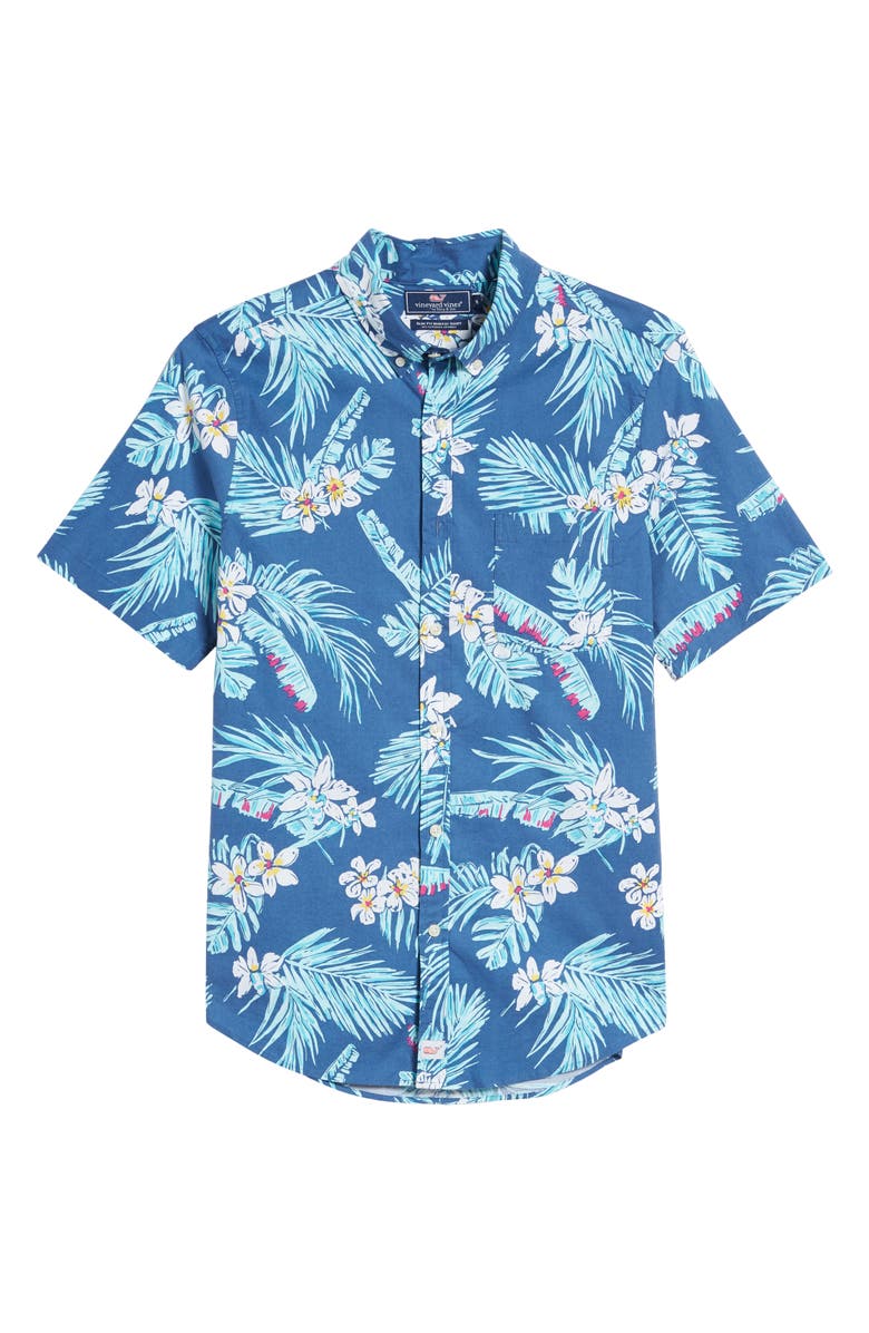vineyard vines Murray Slim Fit Floral Short Sleeve Button-Down Shirt, Alternate, color, 