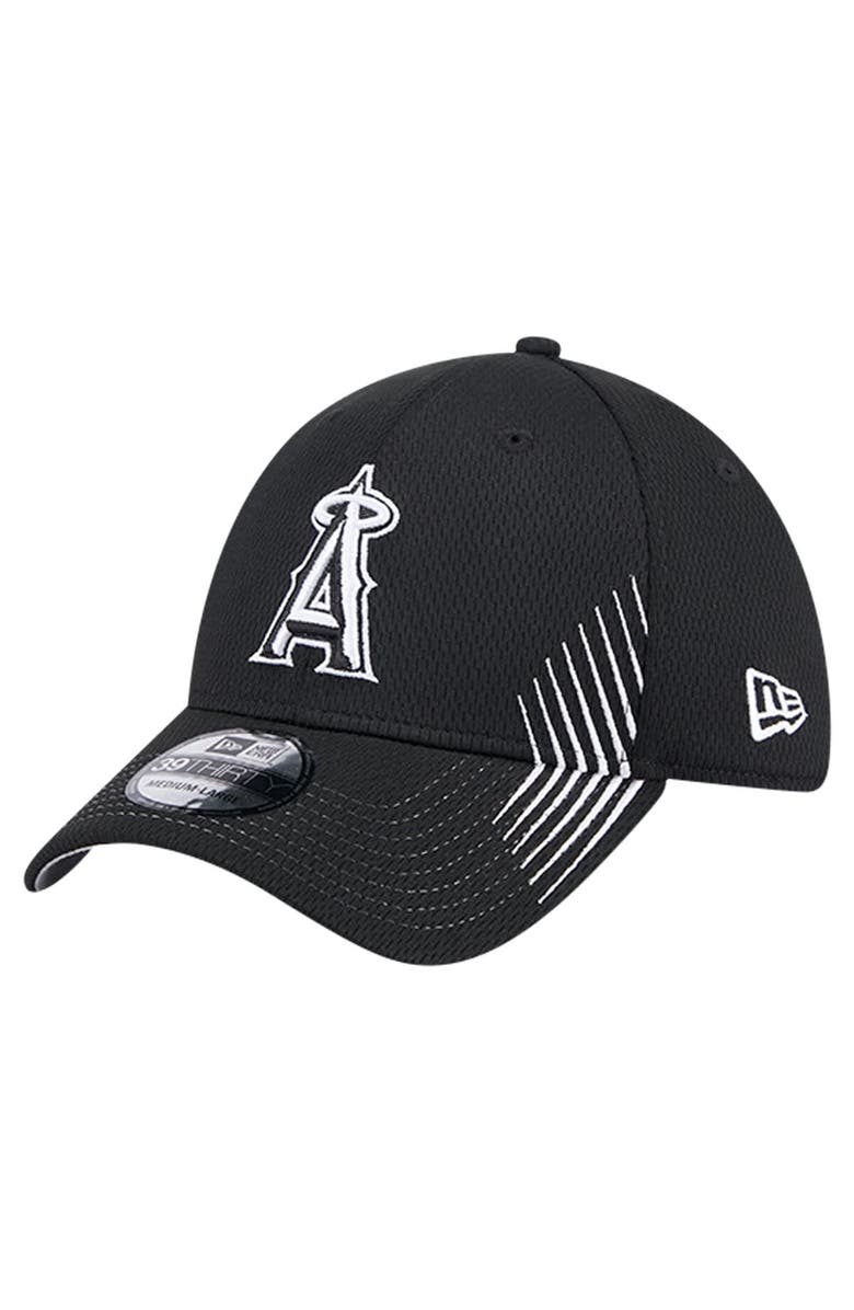 New Era Men's New Era Black Los Angeles Angels Active Dash Mark 39THIRTY Flex Hat, Main, color, Black