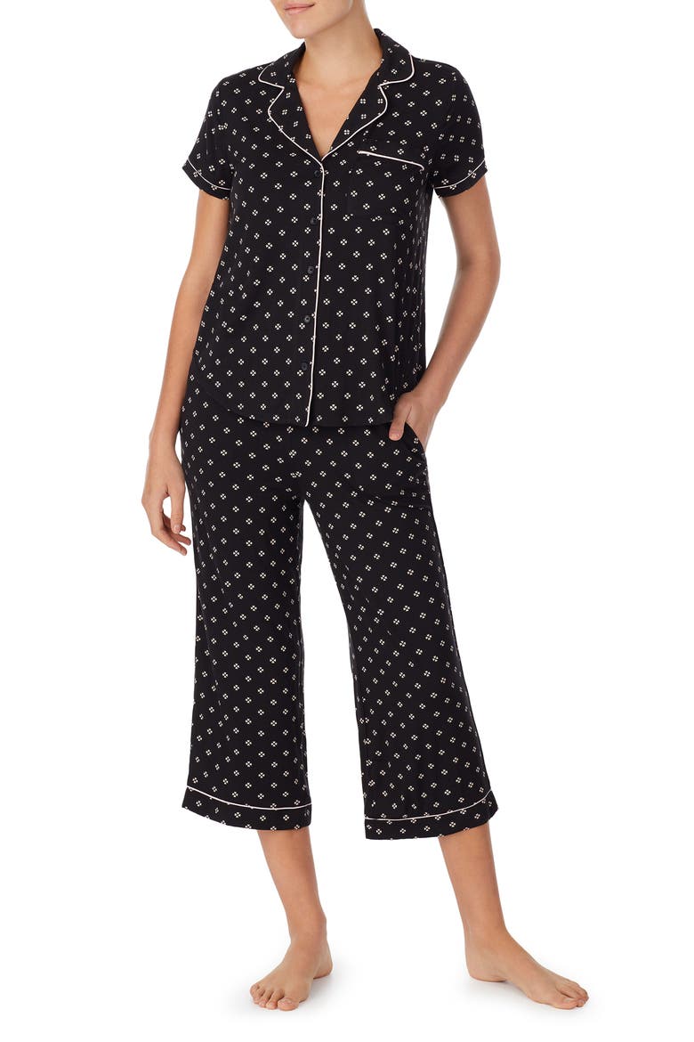 spade print crop pajamas, Main, color, BLACK PRINT