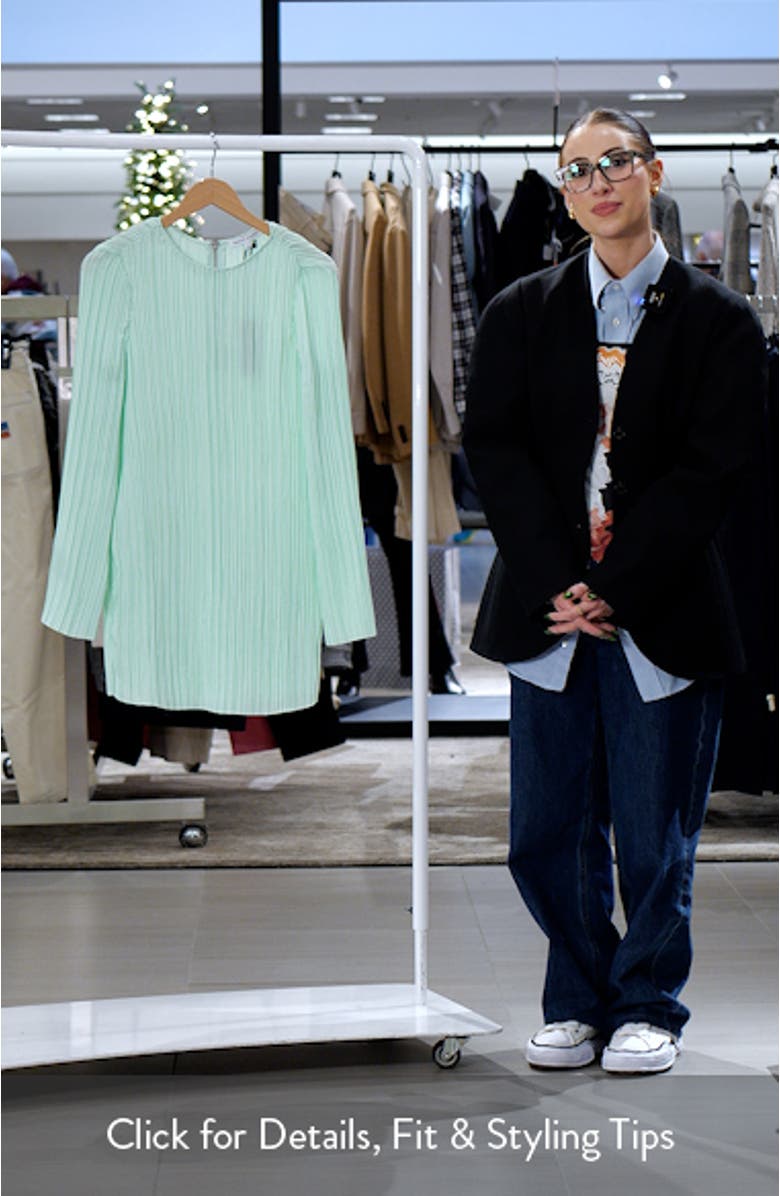 Iris Pleated Long Sleeve Minidress, sales video thumbnail