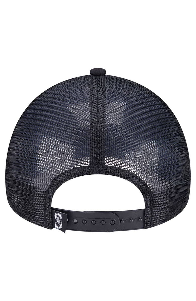 New Era Men's New Era Black Seattle Mariners Retro Bold A-Frame Trucker 9FORTY Adjustable Hat, Alternate, color, Black