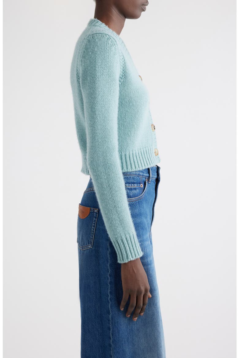 Crop Cashmere & Cotton Cardigan, Alternate, color, AETHER BLUE