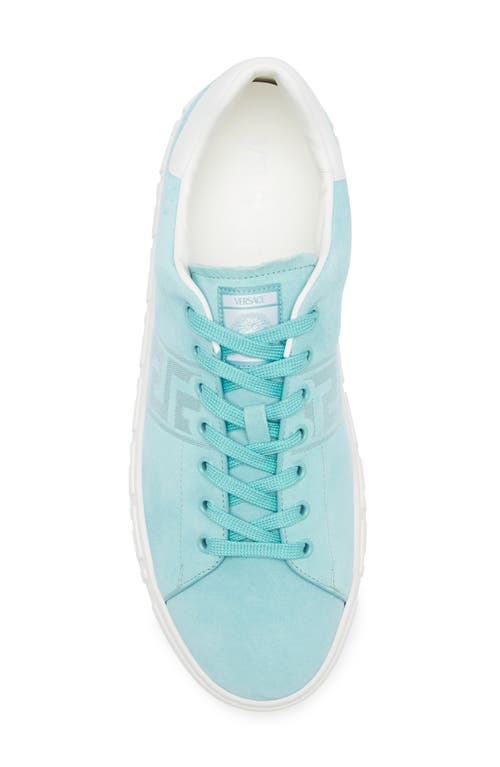 Versace Greca Suede Low Top Sneaker In Blue