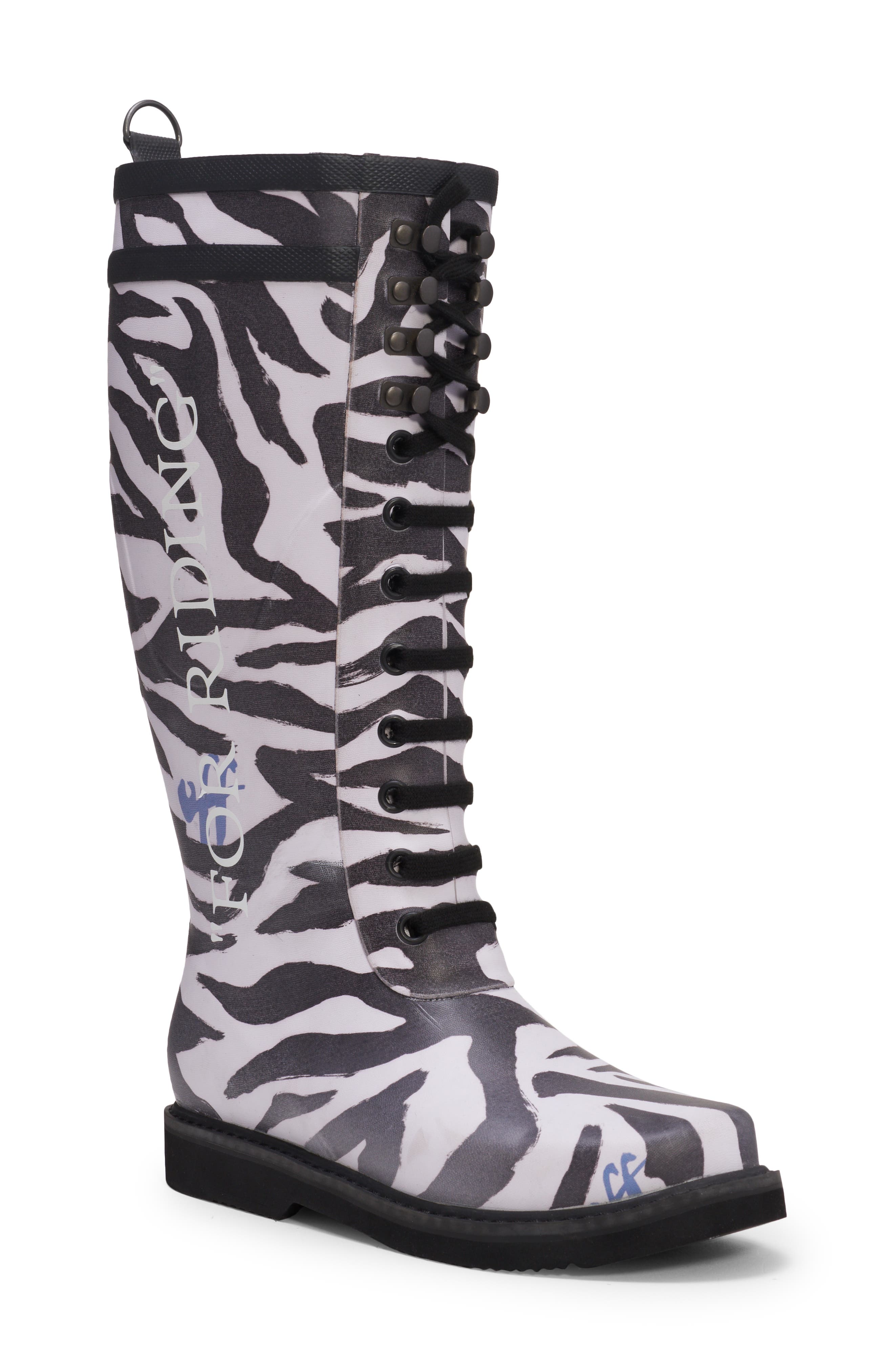 Off-White Zebra Print Rain Boot, Main, color, 