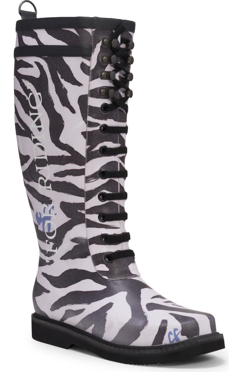 Off-White Zebra Print Rain Boot, Main, color,