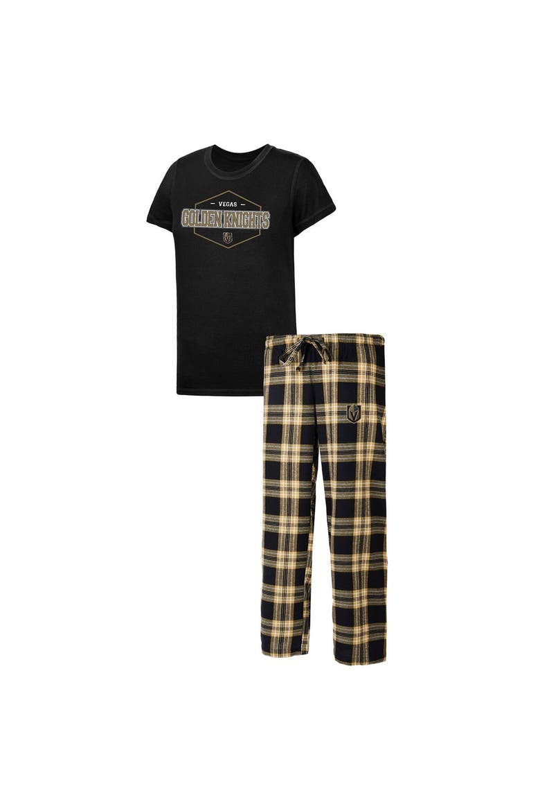 Women's Concepts Sport Black/Gold Vegas Golden Knights Badge T-Shirt & Pants Sleep Set, Alternate, color, Black