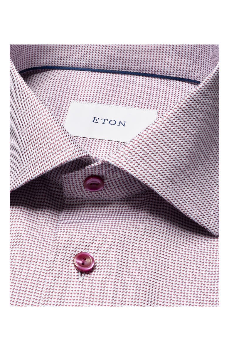 Eton Slim Fit Houndstooth Cotton Dobby Dress Shirt, Alternate, color, Medium Red