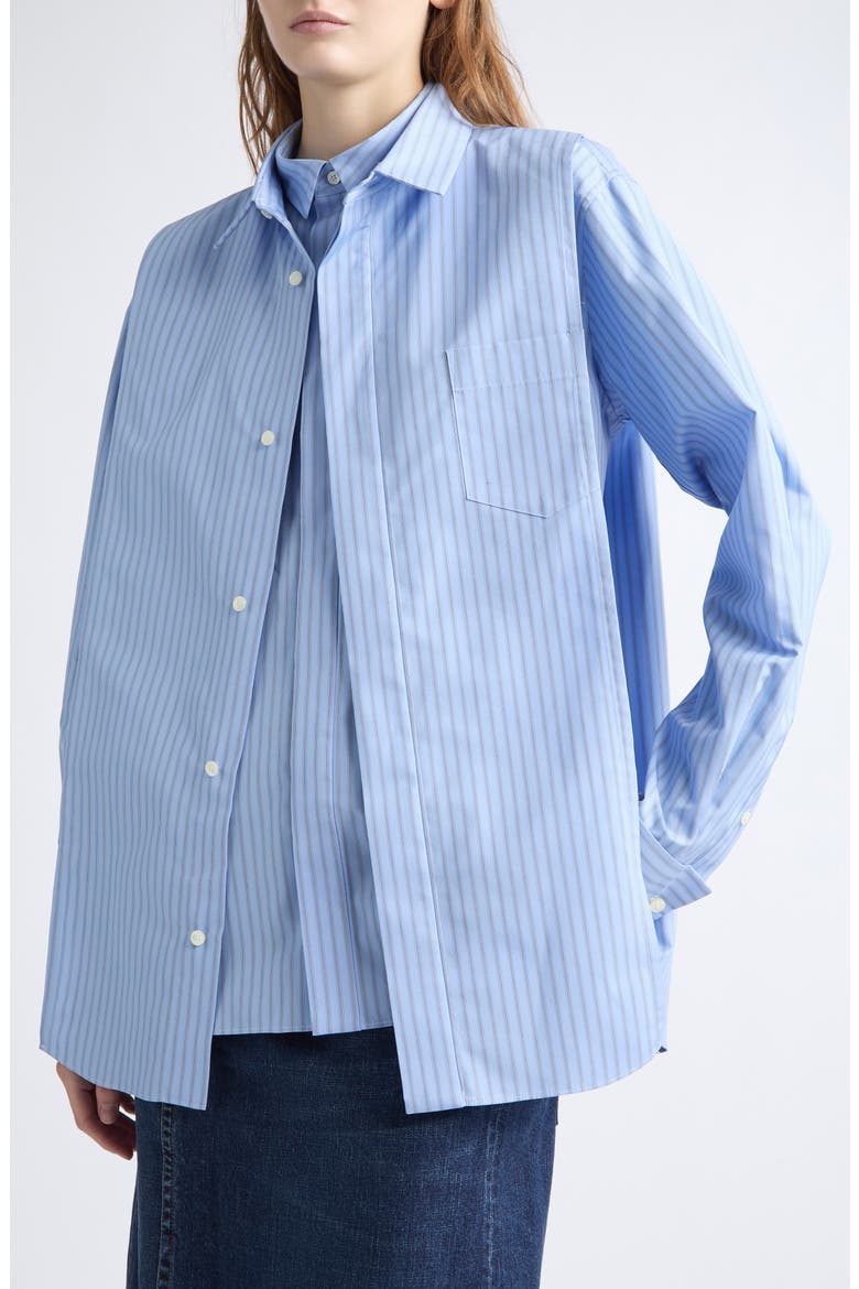 Stripe Layered Button-Up Shirt, Alternate, color, LIGHT BLUE STRIPE