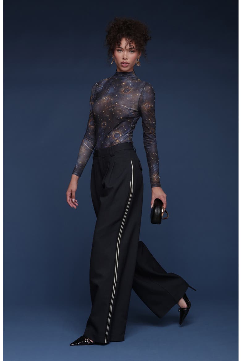 High Waist Wide Leg Pants, Alternate, color, HEATHER NAVY
