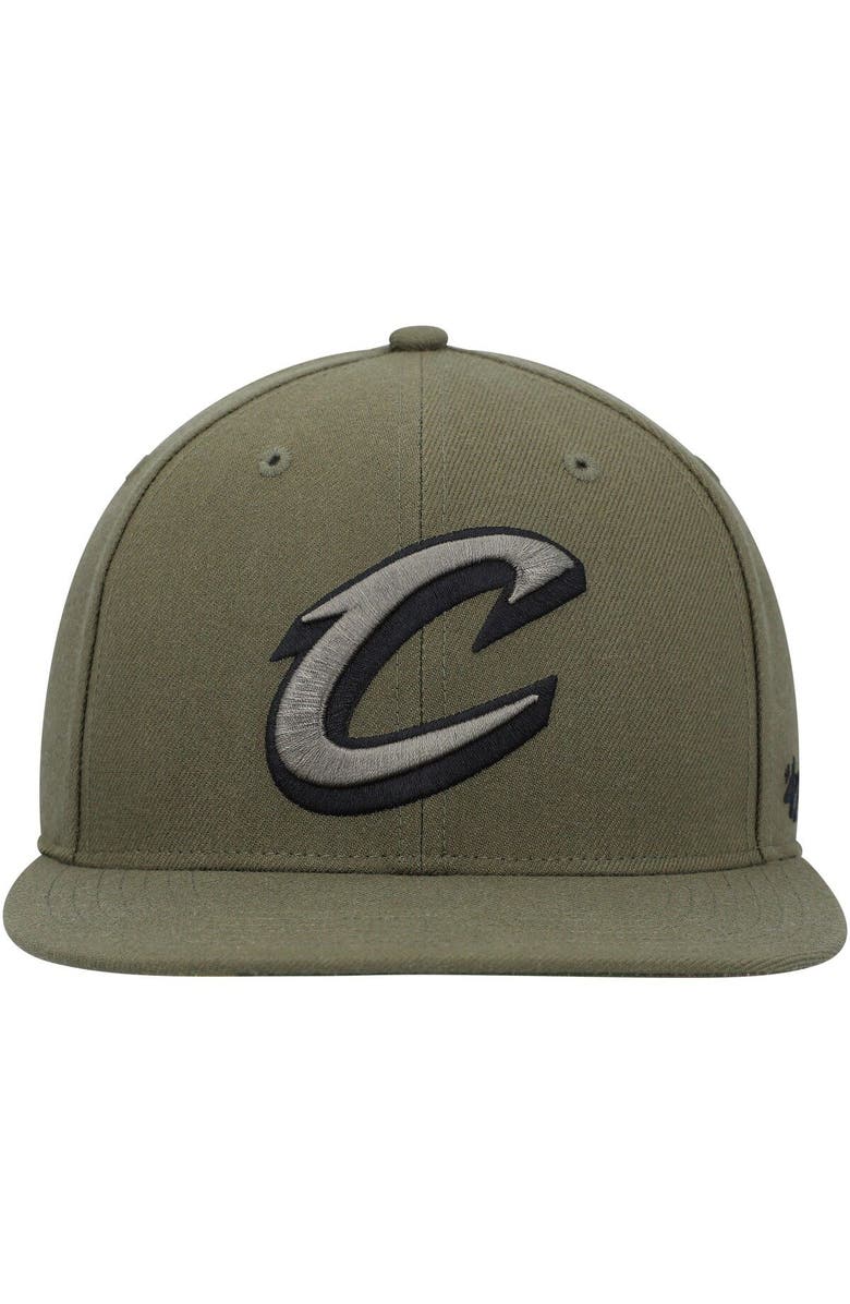 '47 Men's '47 Olive Cleveland Cavaliers Ballpark Camo Captain Snapback Hat, Alternate, color, 