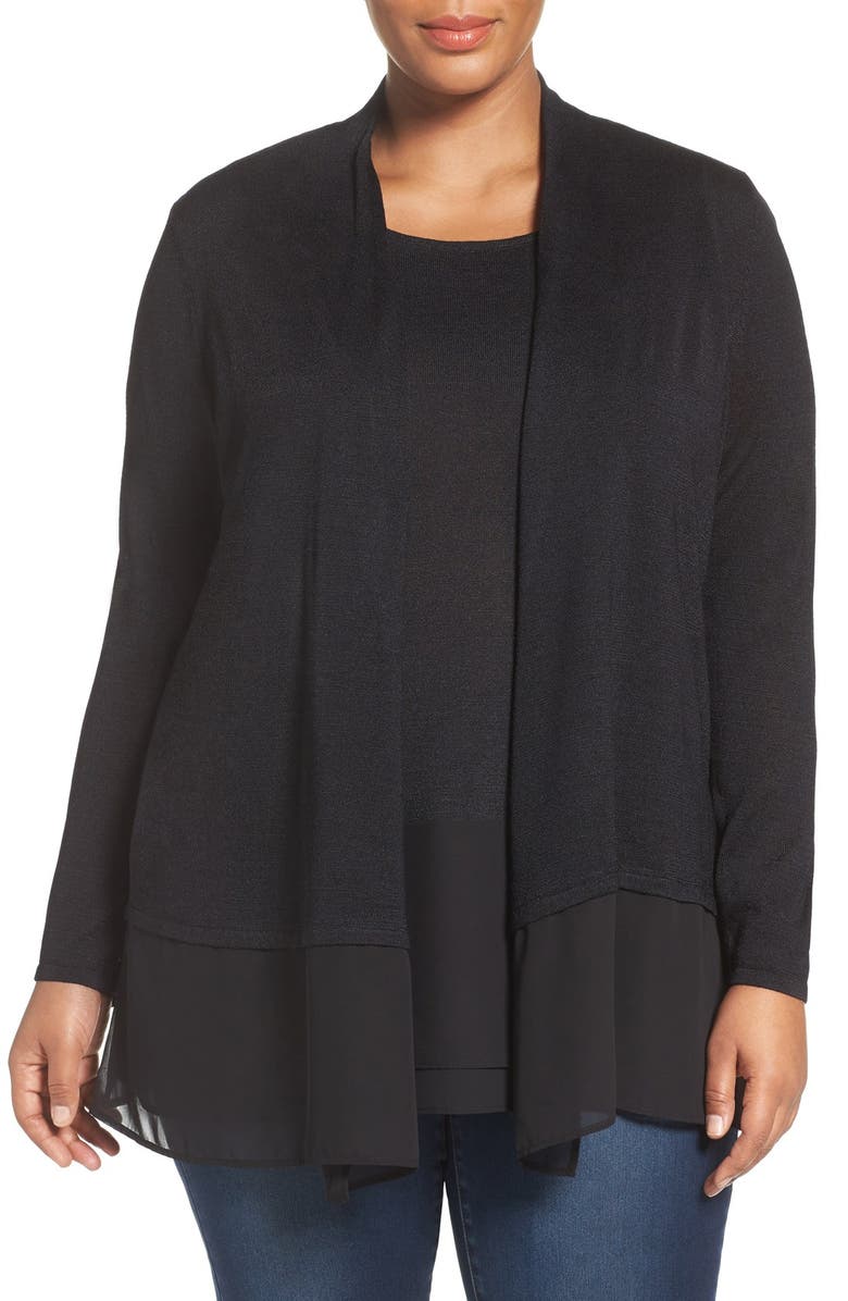 NIC+ZOE Chiffon Trim Cardigan, Main, color, 