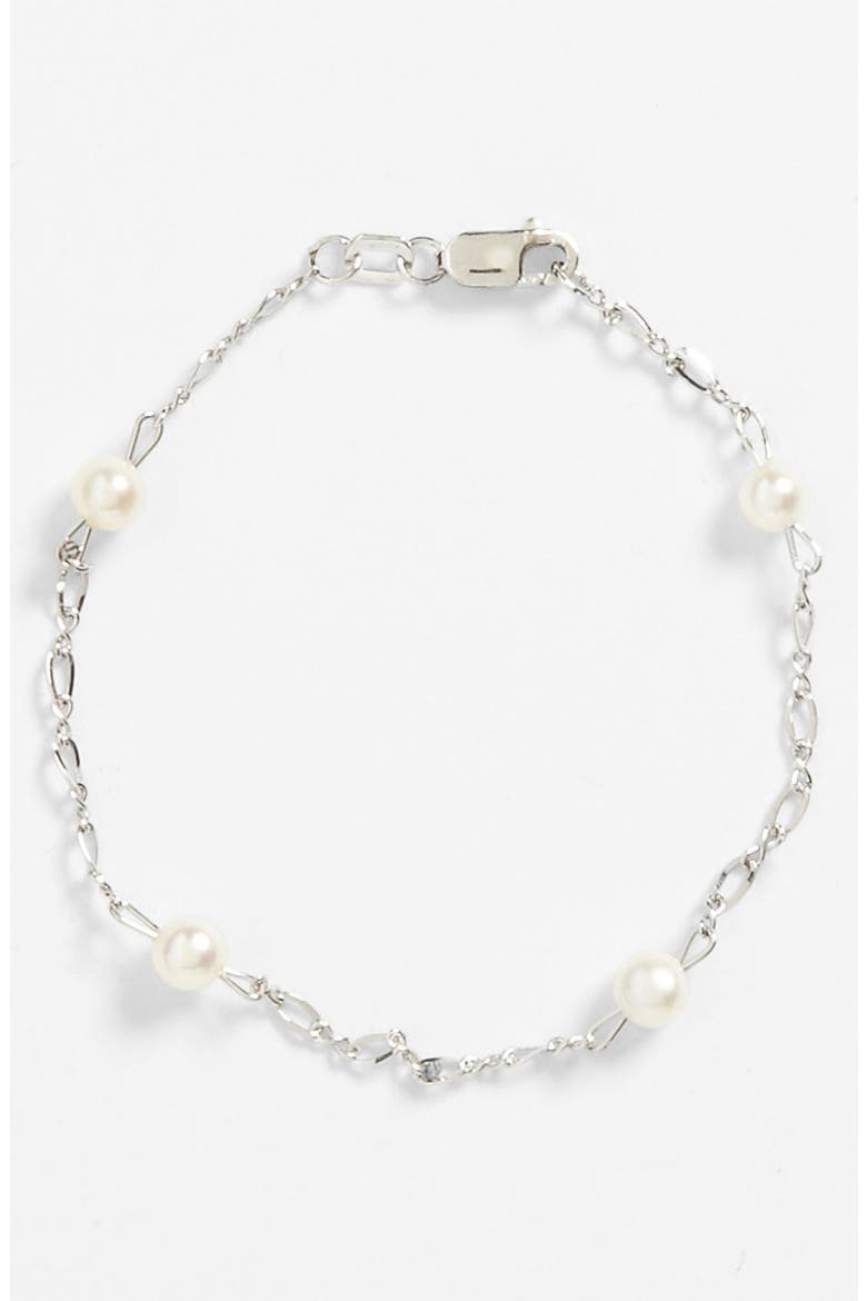 Sterling Silver & Cultured Pearl Bracelet, Main, color, WHITE