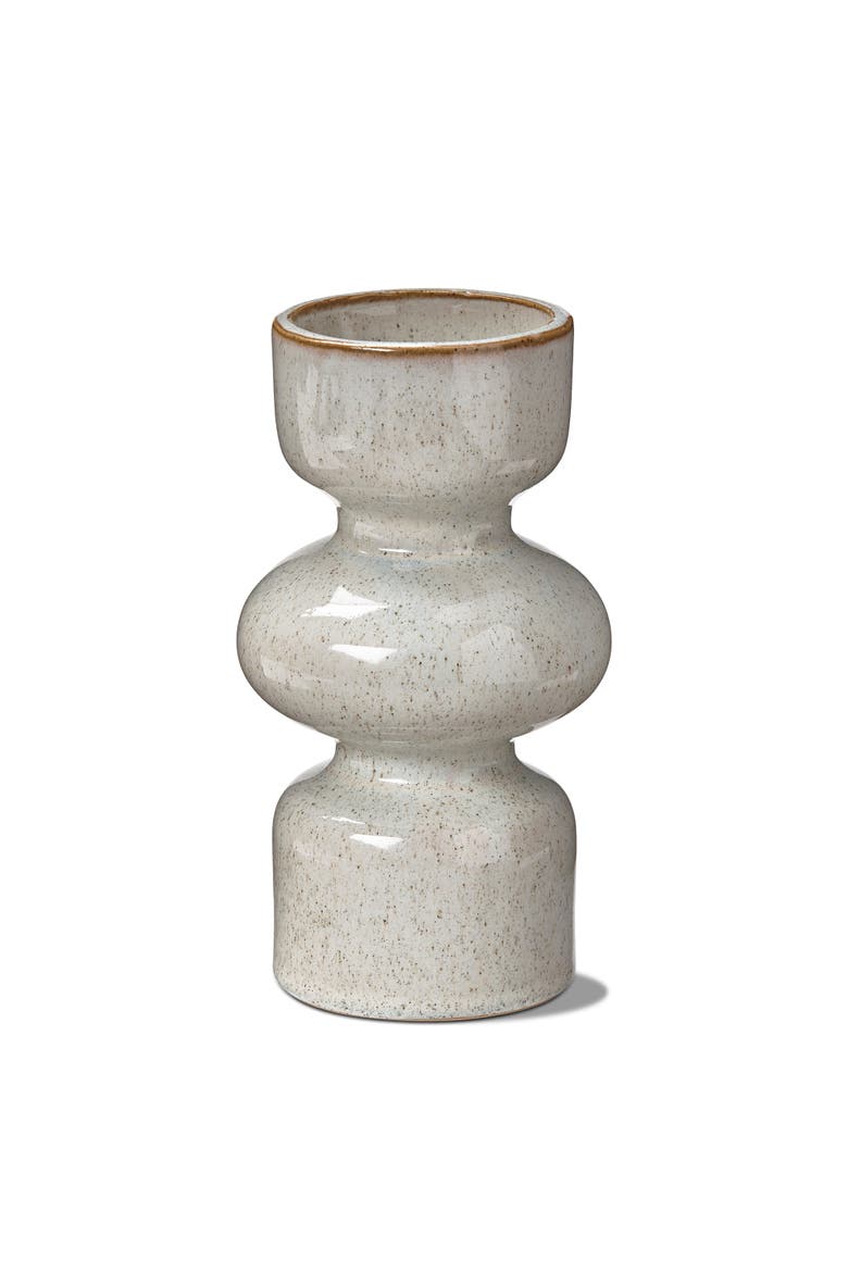 Linea Taupe Speckled Ceramic Reversible Candle Holder Large, Main, color, Brown
