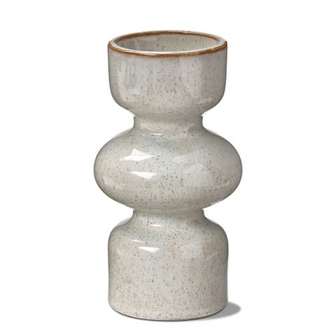 Linea Taupe Speckled Ceramic Reversible Candle Holder Large