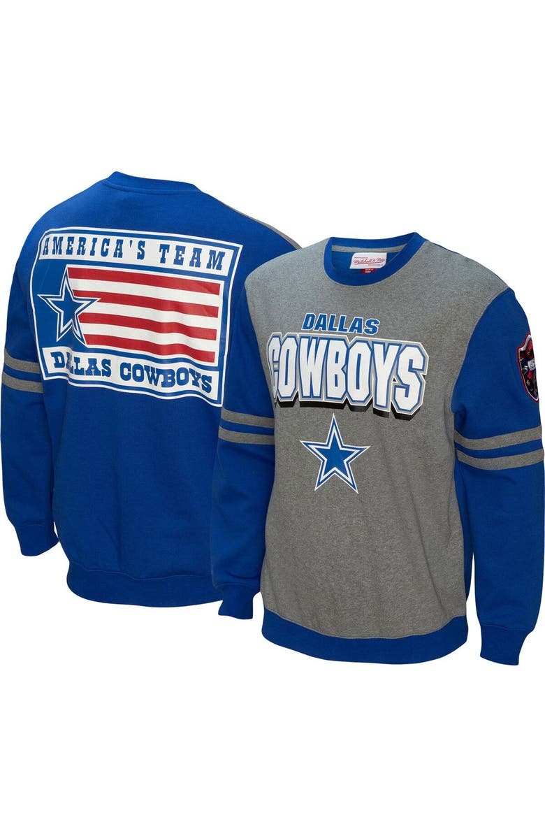 Mitchell & Ness Men's Mitchell & Ness Royal Dallas Cowboys All Over 2.0 Pullover Sweatshirt, Main, color, Royal