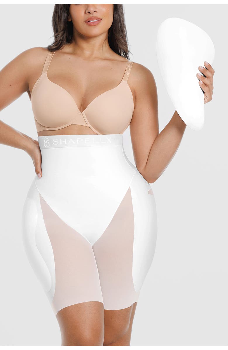 Shapellx Hip Enhancer Padded High Waist Body Shaper Shorts, Main, color, White