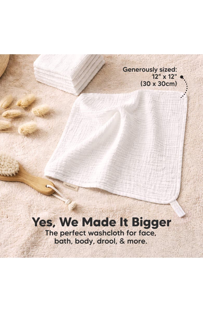 KeaBabies 5-Pack Lyra Muslin Baby Washcloths, Alternate, color, Soft White