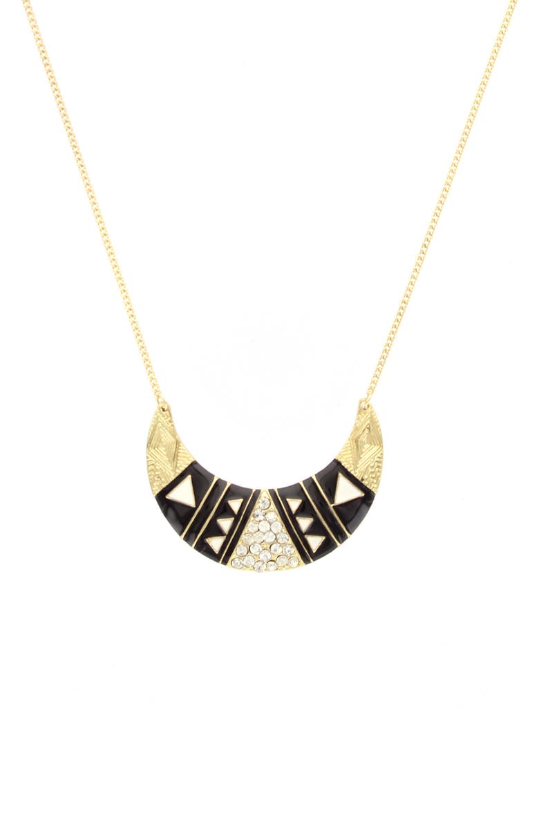 OLIVIA WELLES Azara Crescent Pendant Necklace, Alternate, color, Gold / Black