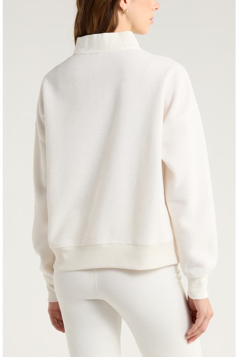 Cozy Bouclé Quarter Zip Sweatshirt, Alternate, color, IVORY EGRET