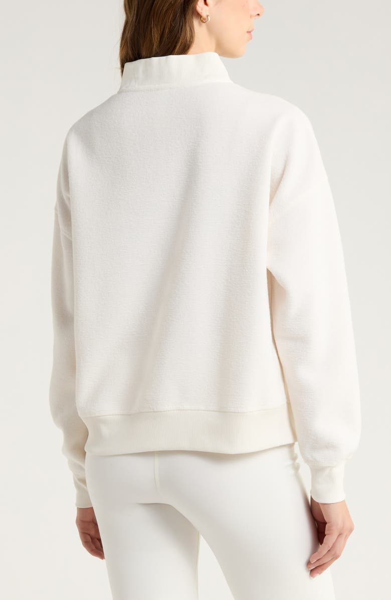 Zella Cozy Bouclé Quarter Zip Sweatshirt, Alternate, color, Ivory Egret