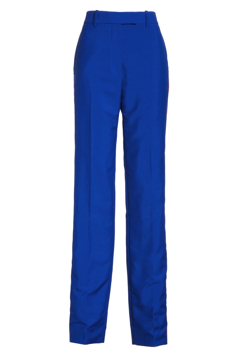 Side Stripe Mohair & Wool Straight Leg Pants, Alternate, color, BRIGHT BLUE