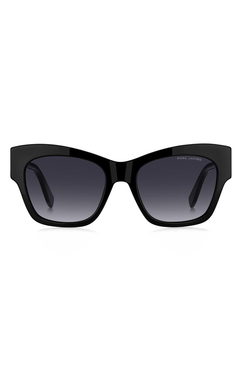 Marc Jacobs 54mm Gradient Rectangular Sunglasses, Main, color, Black/ Dark Grey