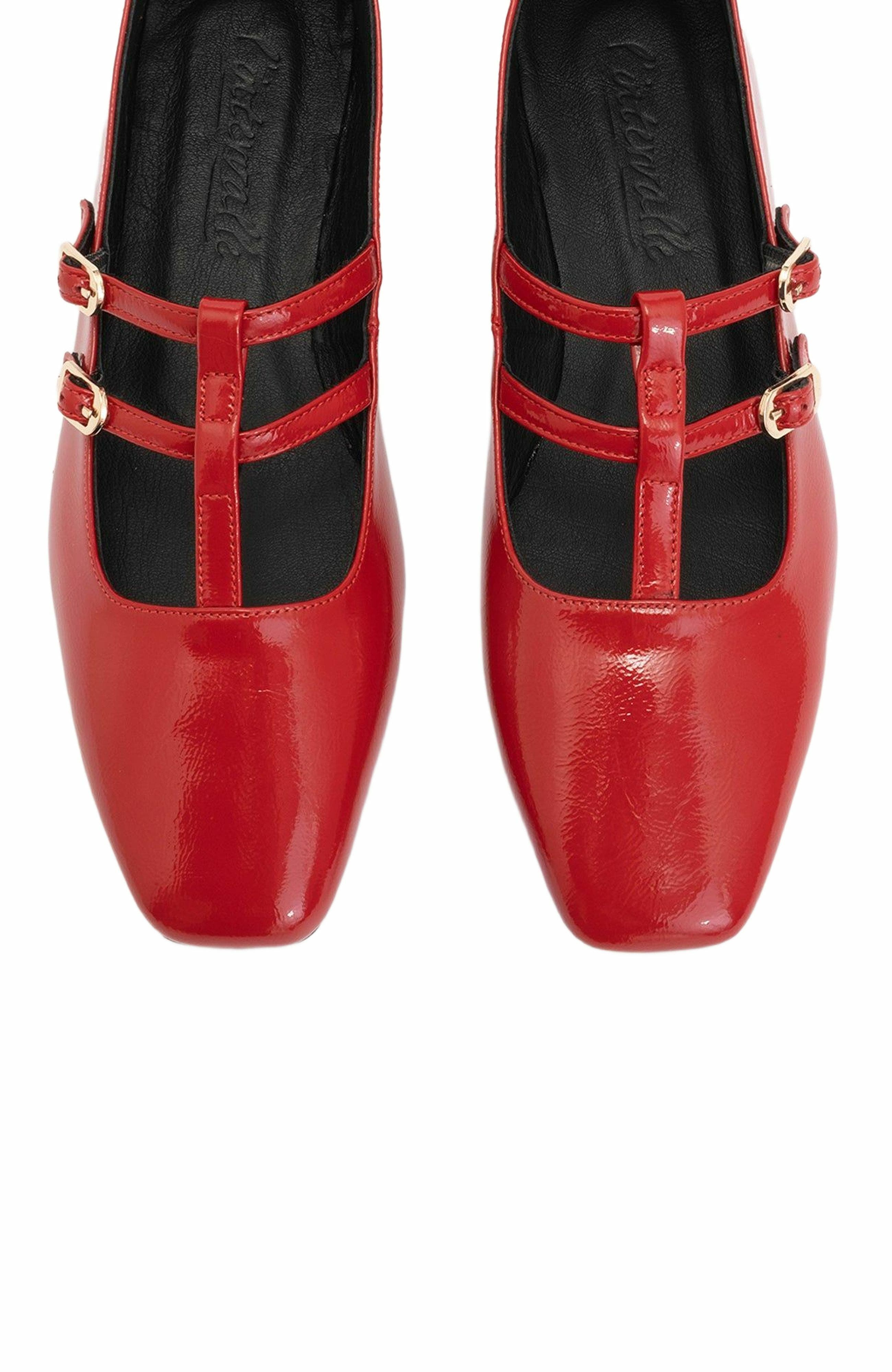 Forever & Always Shoes Starling Leather Mary Jane Flats, Alternate, color, Red Patent Leather