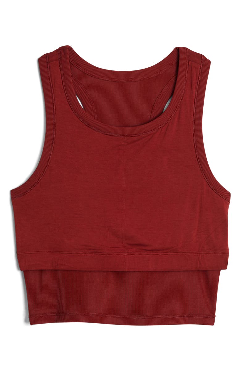 TomboyX Rib Longline Sports Bra, Alternate, color, Burgundy