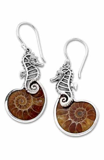Ammonite Fossil Drop Earrings