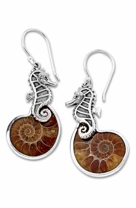 SAMUEL B. Ammonite Fossil Drop Earrings