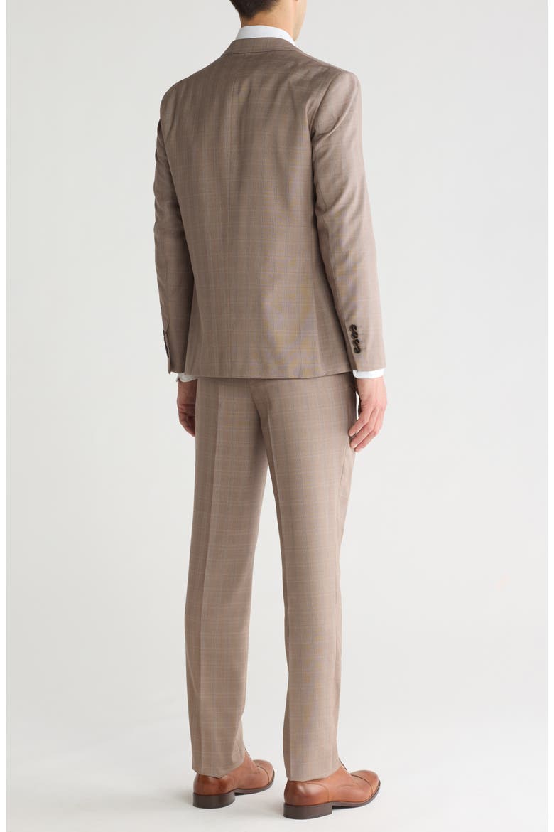 Slim Fit Check Three Piece Suit, Alternate, color, LIGHT BROWN