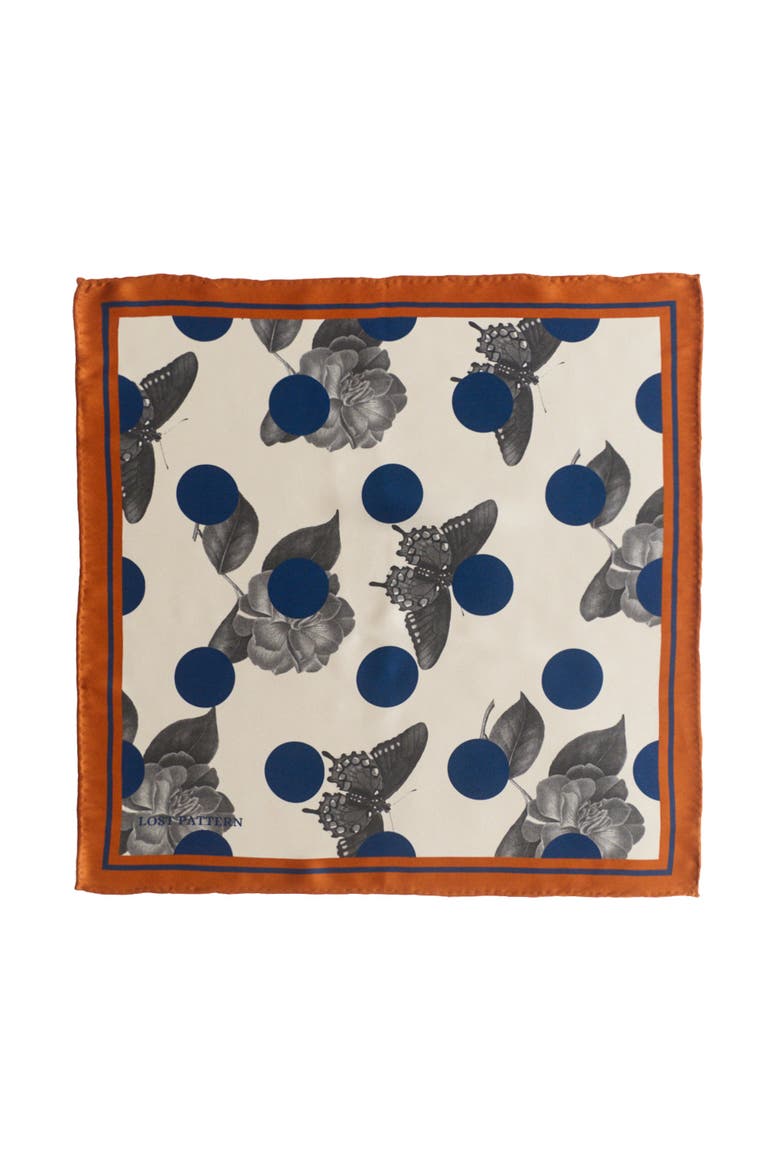 Noir Floral Silk Pocket Square, Main, color, Orange