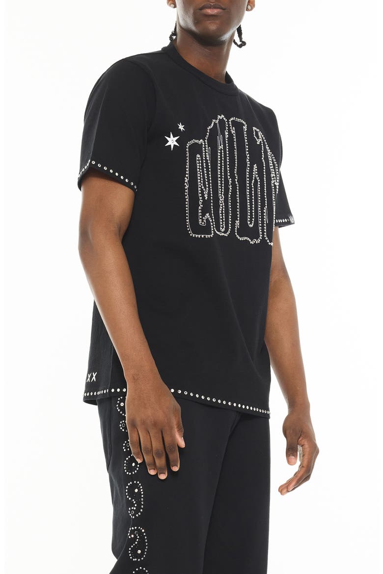 El Alfa Studded Graphic T-Shirt, Alternate, color, BLACK
