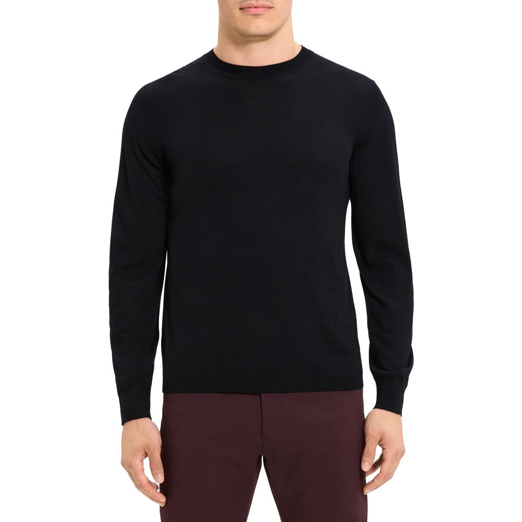 Theory Mens Maden Textured Relaxed-fit Wool Jumper Charcoal Melange In Black