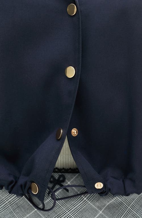 Mango Lyocell Blend Crop Jacket In Dark Navy