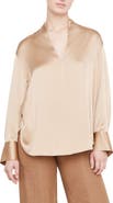 Vince Split Neck Silk Blouse