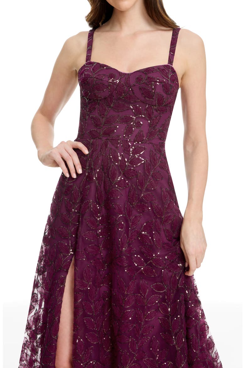 Piper Sequin Embroidered Gown, Alternate, color, DARK CHERRY