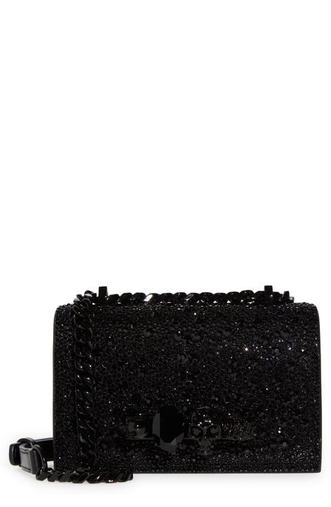Mini Jeweled Crystal Embellished Leather Satchel