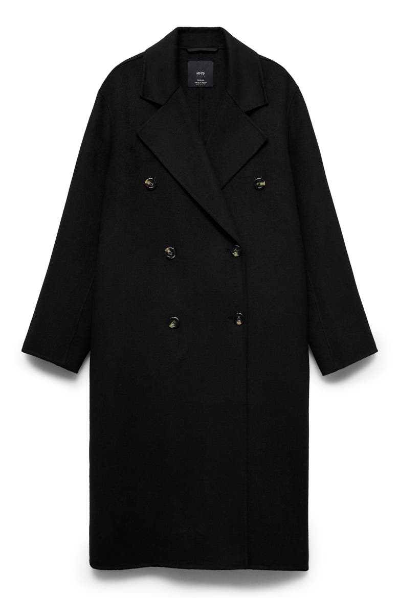 Picarol Oversize Double Breasted Wool Blend Coat, Alternate, color, BLACK