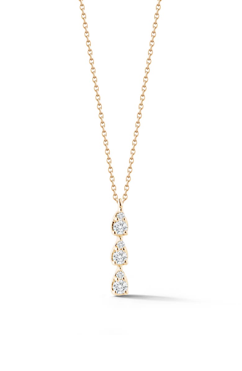 Dana Rebecca Designs Sophia Ryan Triple Diamond Drop Necklace, Main, color, Yellow Gold