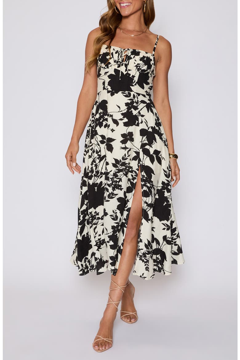 Sabine Fit & Flare Milkmaid Sundress (Nordstrom Exclusive), Main, color, BLACK/ CREAM