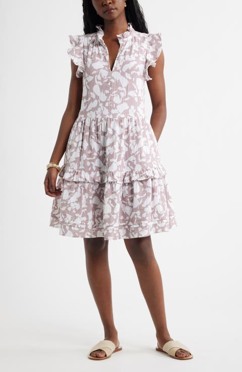 Ruffle Duo Cotton Gauze Dress